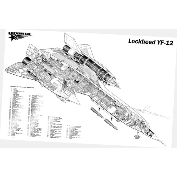 Yf-12A Cutaway Poster 11"x17" 11x17 Multi-Color Square Adults Best Posters