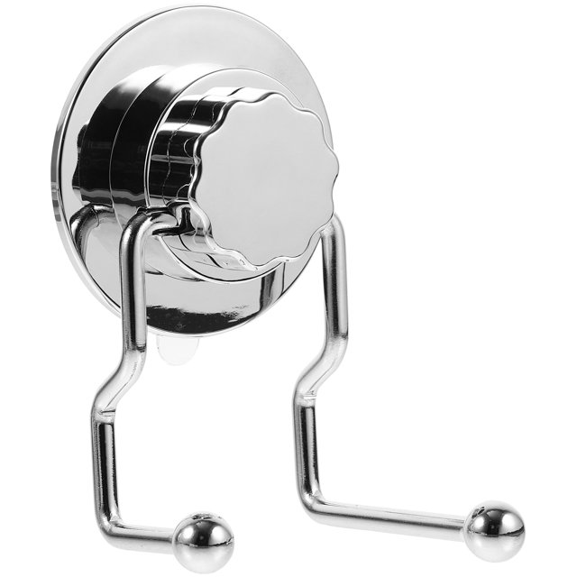 5Set Stainless Steel Suction Cup Hooks for Showers Silver Double Hook Bathroom Suction Hook