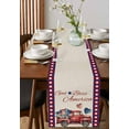 thumbnail image 5 of Table Runner Dresser Scarves 108 Inch Long,Farm Red Truck Flower Heart Linen Dining Table Runners Bless Text Flag Plaid on Flax Tabletop Scarf for Wedding Holiday Party Kitchen, 5 of 7