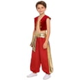 thumbnail image 5 of renvena Boys Prince Outfits Medieval Partywear Open Front Vest Waistcoat with Harem Pants Red 14, 5 of 7