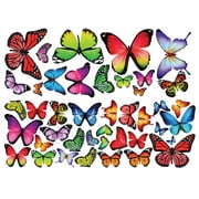 Premium Fabric Butterfly Decals Peel and Stick Colorful Butterflies Nursery Decal Home Decor Wall Sticker Set of 40 Stickers #3002