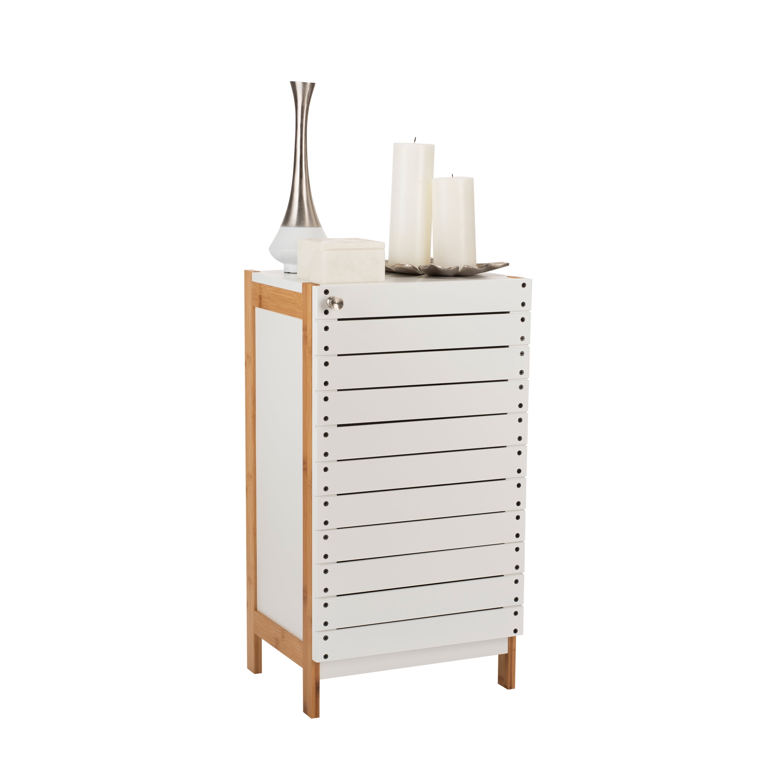 Organize It All 2 Shelf Bamboo Floor Cabinet in White