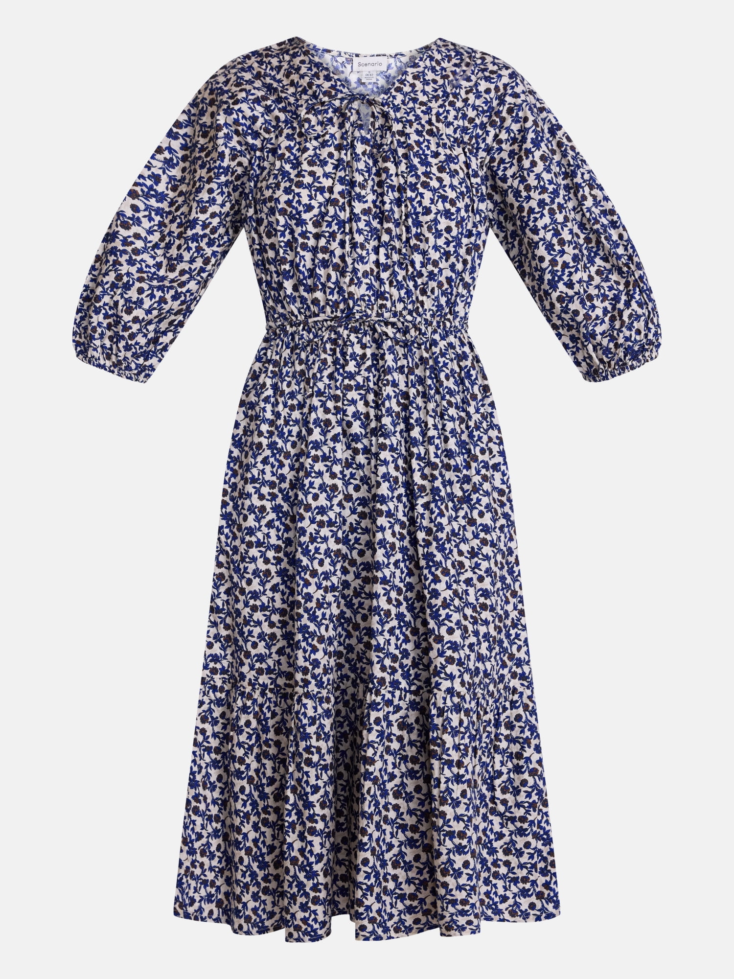 Scenario Women's and Women's Plus Midi Dress with Puff Sleeves, Sizes XS-4X
