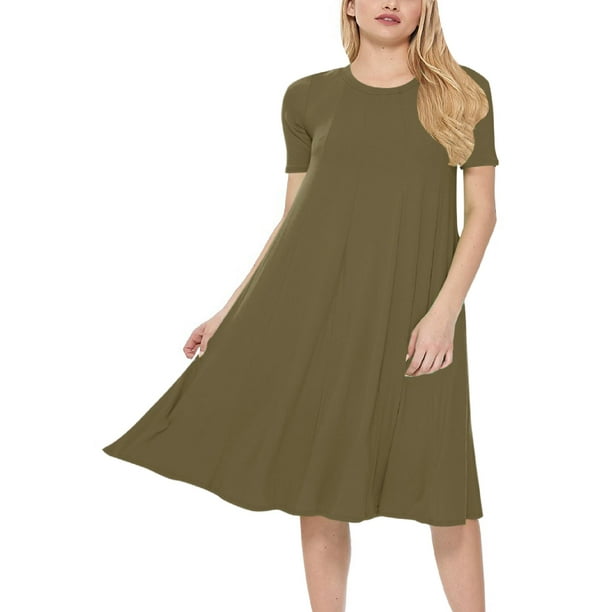 Women's ALine Short Sleeve Loose Fit Jersey Knit Solid Midi Maternity