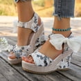 thumbnail image 2 of Women's Espadrille Wedge Sandals – Open Toe Ankle Strap Platform 4 Inchs High Heels Summer Dress Shoes, 2 of 8