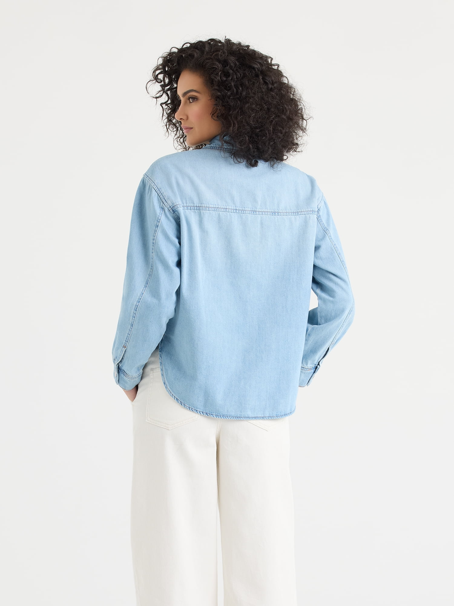 Sofia by Sofia Vergara Women's Relaxed Boyfriend Shirt with Long Sleeves, Sizes XS-XXXL