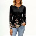 thumbnail image 6 of Women's Casual Round Neck Pullover Long Sleeve T-Shirt Top with All Over Ditsy Floral Print, Elegant and Comfortable Blouse for Spring and Summer Season,Black,L, 6 of 6