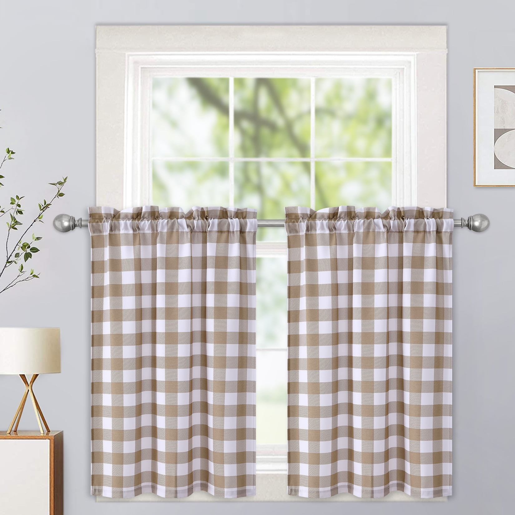 LUCKUP Farmhouse Kitchen Curtains Buffalo Plaid - Tiers Curtains for  Windows Light Filtering Rod Pocket Thermal Insulated or Home Bedroom Cafe  Decor