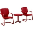 thumbnail image 1 of Crosley Furniture Ridgeland Ensemble de Conversation pour Patio en Métal Rond de 22 Po, 3 Pcs, Rouge, 1 of 7