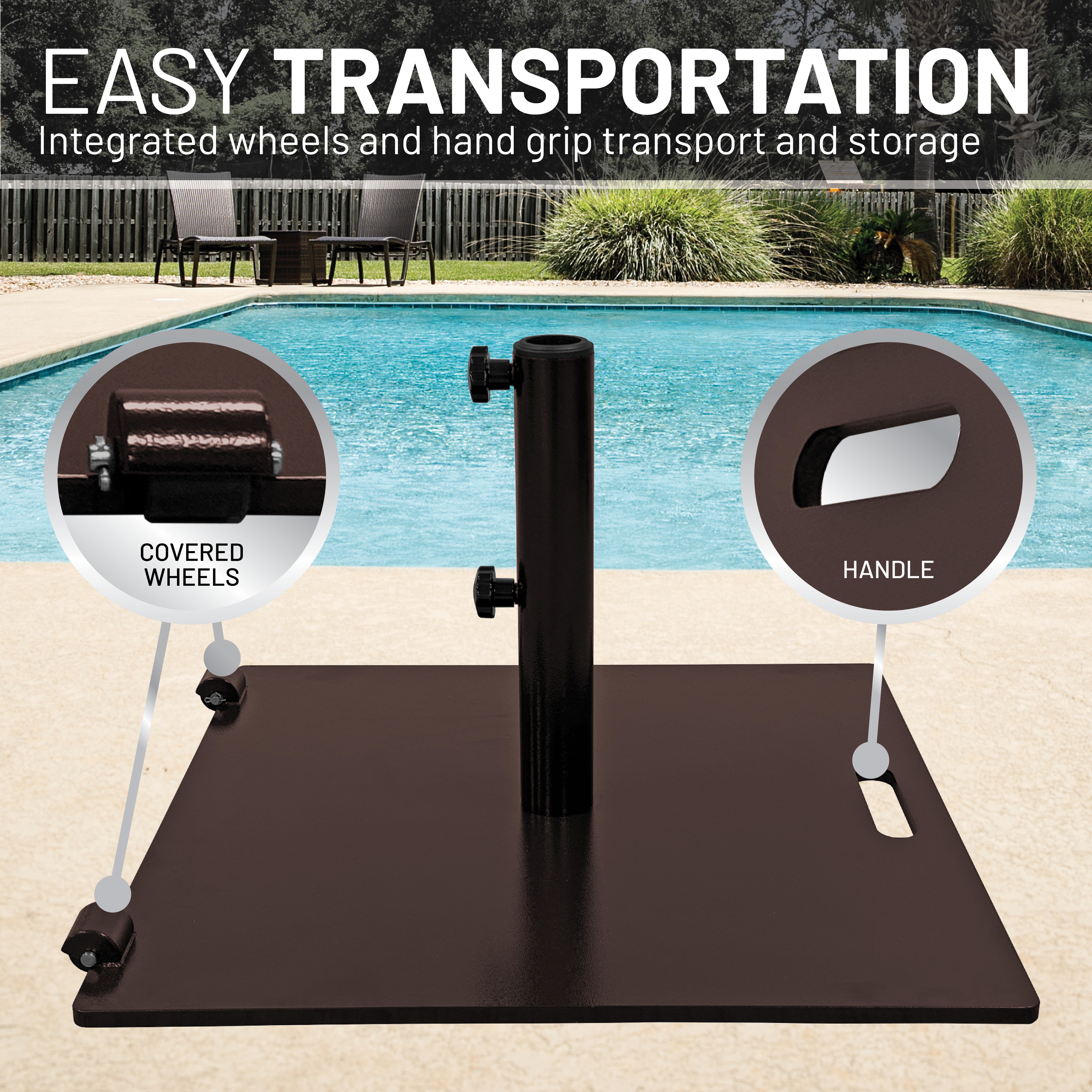 75lb Flat Steel Brown Patio Umbrella Base