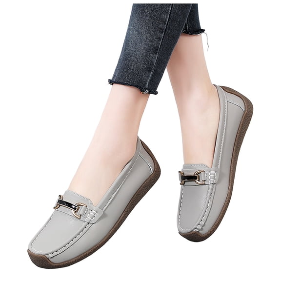 Women's Comfortable Leather Loafers Lightweight Slip Ons Driving Mocs Walking Shoes Cute Business Casual Dress Shoes Work Flats