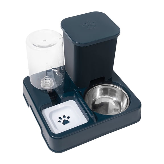 lixuesong 2IN1 Dog Double Bowl Feeder Clear Water Dispenser and Food Feeder Pet Automatic Waterer Large Capacity Feeding Accessory