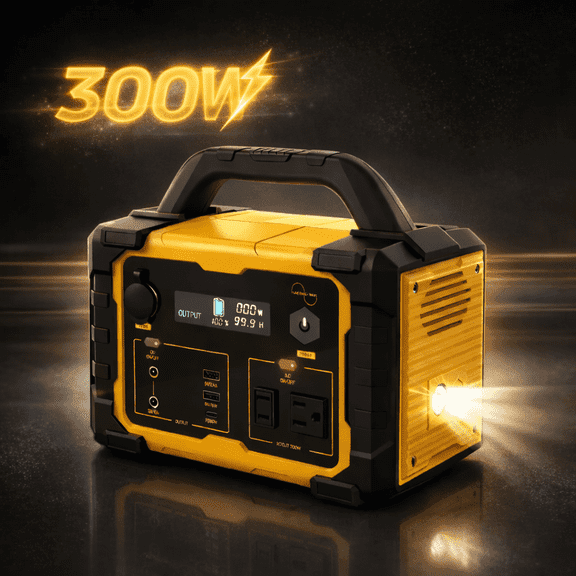 Enyopro Portable Power Station 300W Solar/Car/Wall Charging 120V AC Pure Sine Wave for Electronics with Eco Mode, Outdoor Emergency Power Supply for Camping, Travel, Photography & Emergencies