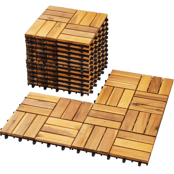 TrumanPick 27 PCS Deck Tiles Outdoor Interlocking Patio Tiles Waterproof for Backyard Porch, 12"W x 12"L, Checker