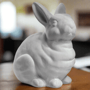 Terracotta Kneeling Rabbit Figurine, Gray Decorative Bunny Statue for Home Décor
