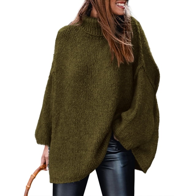 Suéter PRETTYGARDEN 2025 Otoño Cuello Alto Tejido Grueso XL