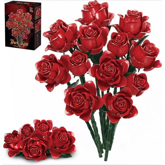 Remocguys Red Roses Bouquet Building Set Compatible with Lego Flowers Artificial Botanical Collection for Women Adults 546pcs