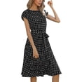 thumbnail image 2 of WILLBEST Vestido Largo Informal Fluido con Cinturón y Estampado de Lunares para Mujer, Ideal para Vacaciones Diarias, Primavera, Verano y Otoño. Grande, 2 of 4