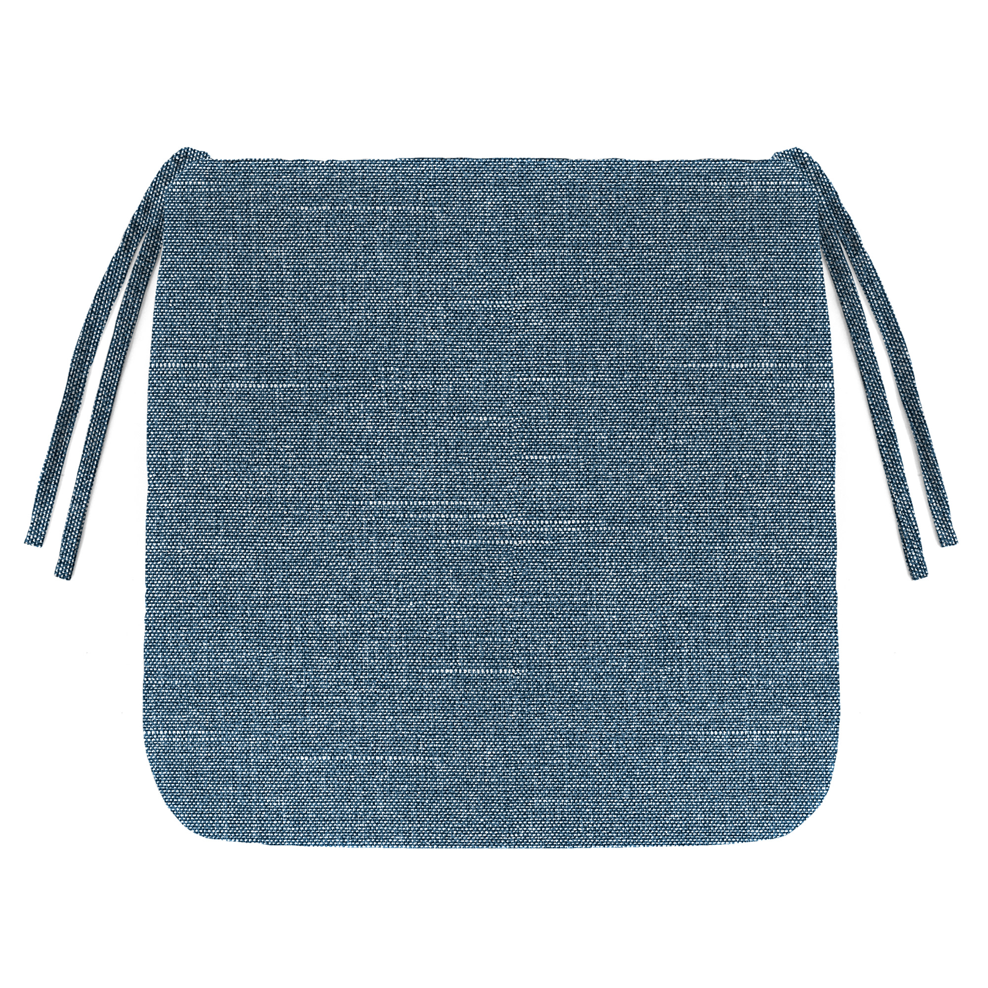 Jordan Manufacturing 15" x 18" Tory Denim Blue Crosshatch Rectangular Outdoor Chair Pad Seat Cushion with Ties