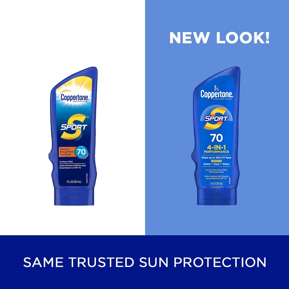 Coppertone Sport Sunscreen Lotion SPF 70 Broad Spectrum Water Resistant 7 fl oz (Pack of 2)