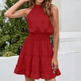 thumbnail image 5 of Beshee Spring Summer Dresses for Women Casual Sleeveless Pleated Speed Waist Sexy Mid Length Dress Womens Dresses Red XL, 5 of 5