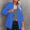 thumbnail image 2 of YUGYXL Long Sleeve Blazer for Women Solid Color Plus Size Suit Jacket Trendy Notched Lapel Shrug Open Front Blazers Fall Outdoor Streetwear Jacket Gift for Daughter Blue,M, 2 of 7