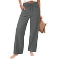 thumbnail image 2 of Vetsdori Womens Pants with Pockets, Elastic Waist for Work and Trousers Straight Leg Summer, Cotton Linen Ropa De Mujer Dress Pants for Women Drawstring, 2 of 7
