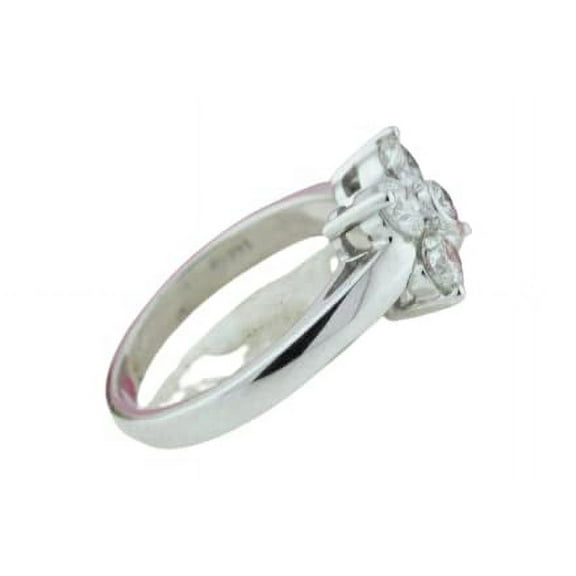 HeartsAndYou Clover Cluster Floral Engagement Ring for Women 1ct Round Cut Moissanite 18k White Gold Over Silver