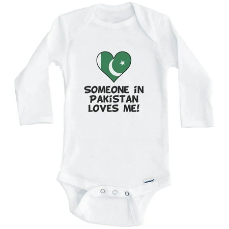 

Someone In Pakistan Loves Me Pakistani Flag Heart One Piece Baby Bodysuit (Long Sleeve) 6-9 Months White