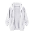 thumbnail image 3 of Gibobby Abrigo de peluche para mujer, Abrigo de peluche para mujer, estilo vintage, color contrastante, chaqueta Sherpa con bolsillo con cremallera para mujer(Blanco,G), 3 of 5