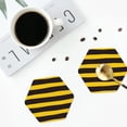thumbnail image 5 of Bingfone Vintage Bee Stripe Leather Drinks Coasters With Set Of 6,Suitable For Home Kitchen,Coffee Cup Coasters Home Gift, 5 of 9