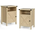 thumbnail image 7 of Farmhouse Nightstand Set of 2, Rustic End Table with Storage Cabinet and Shelf, End Table Set of 2 for Bedroom Living Room, Wood Night Stand Side Table, Light Oak, 7 of 7