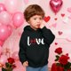 thumbnail image 5 of Sudadera con capucha y estampado de corazón de San Valentín, sudadera de manga larga para niños y niñas, chaqueta para niñas de talla mediana y grande., 5 of 7