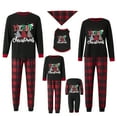 thumbnail image 1 of Conjunto de pijamas navideños familiares a juego con estampado de árbol de letras y cuadros. Pijamas de vacaciones para papá, mamá y niños., 1 of 10
