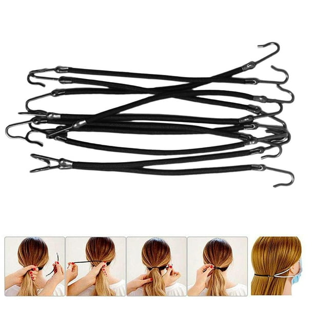 10 elásticas, pinzas para el cabellero, de goma, para mujeres y niñas-10 Clips para el cabello - Negro
