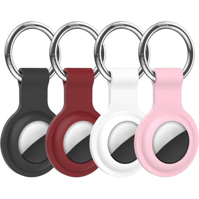Compatible with AirTag Case Keychain Air Tag Holder Silicone AirTags Key Ring Cases Tags Chain Apple GPS Item Finders Accessories 4 Pack