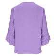 thumbnail image 5 of Women's Casual V Neck 3/4 Sleeve Tops Shirts Blouses Solid Color Irregular Hem Loose Fit Tunic for Daily Wear Office Vacation Fashion Essential Gift for Ladies | Sopatenor,Purple XL, 5 of 9
