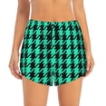 thumbnail image 2 of Salouo Green and Black Houndstooth Print Women's 2 in 1 Running Shorts Double-Layer Shorts Athletic Workout Gym Yoga Shorts Running Shorts for Women-Large, 2 of 7