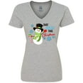 thumbnail image 3 of Inktastic Just Chillin' This Christmas Fun Snowman in Top Hat Women's V-Neck T-Shirt, 3 of 5