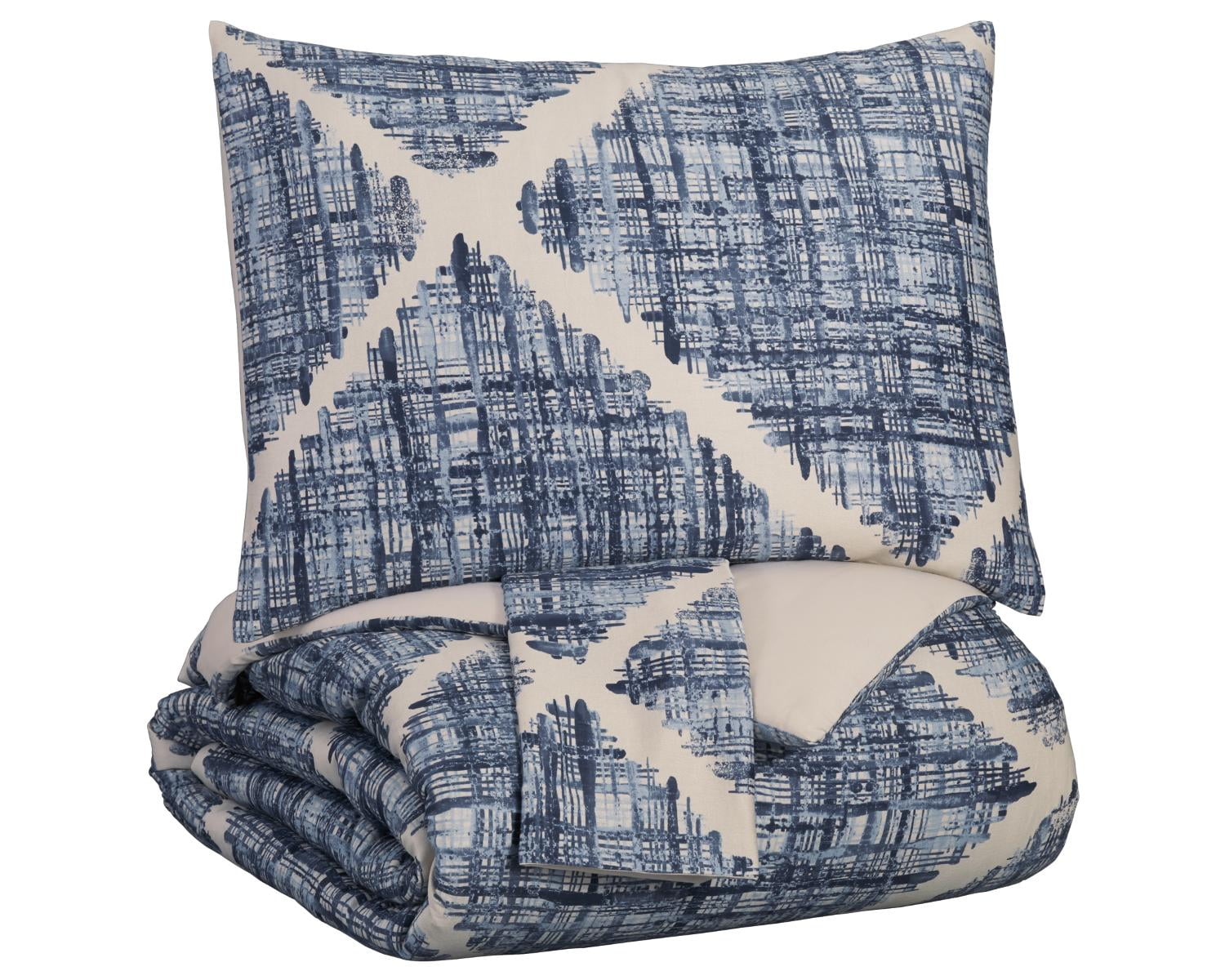 Signature Design by Ashley Sladen Blue/Cream Queen Comforter Set