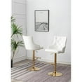 thumbnail image 2 of Brightcast Tabourets de Bar Capitonnés en Velours Dorés, 2 Pcs, Blancs, 2 of 5