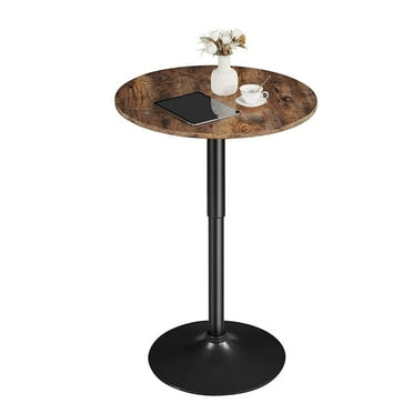 Height Adjustable Round Pub Table, Counter Bar Height MDF Top Table, 360° Swivel Bar Tables, Tall Cocktail Tables, Bistro Table for Indoor, Dining, Rustic Brown