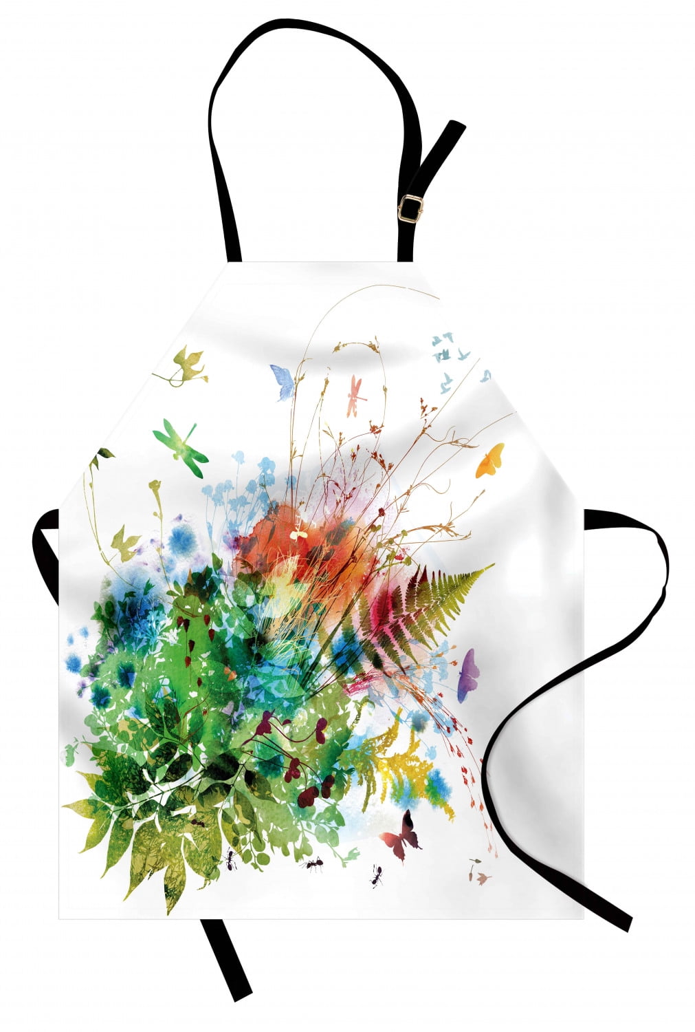 Adult Size Unisex Kitchen Bib with Adjustable Neck for Cooking Gardening Colorful Butterflies Flying Composition Summertime Seasonal Animals Print Blue Black Ambesonne Animal Apron