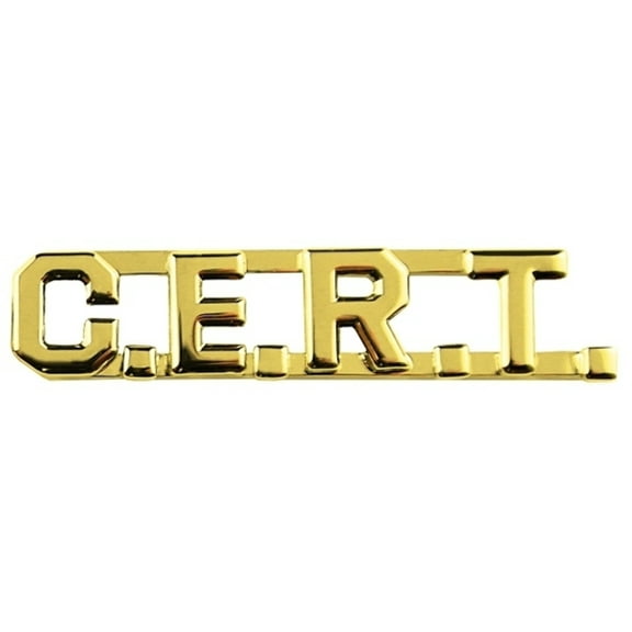 Hero's Pride C.E.R.T. Die Struck Letters, Gold Finish, 3/8" High, Pair with Clutch Backs