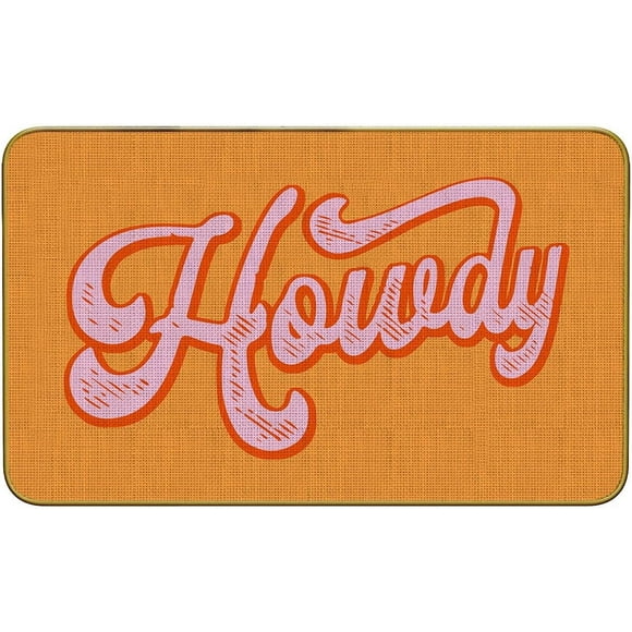 Tapis d'Entrée Drôle Rose Vif Howdy 30x17 Pouces Style Preppy Cowgirl Paillasson de Bienvenue pour Maison Cuisine Entrée avant Design Rose Vif Idéal pour Usage Intérieur/extérieur Version Color3