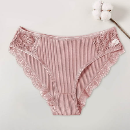 Gubotare Briefs For Women Womens Printed Seamless Adhesive Panties Low Waist Ice Silk Thong Panties Pink XXL