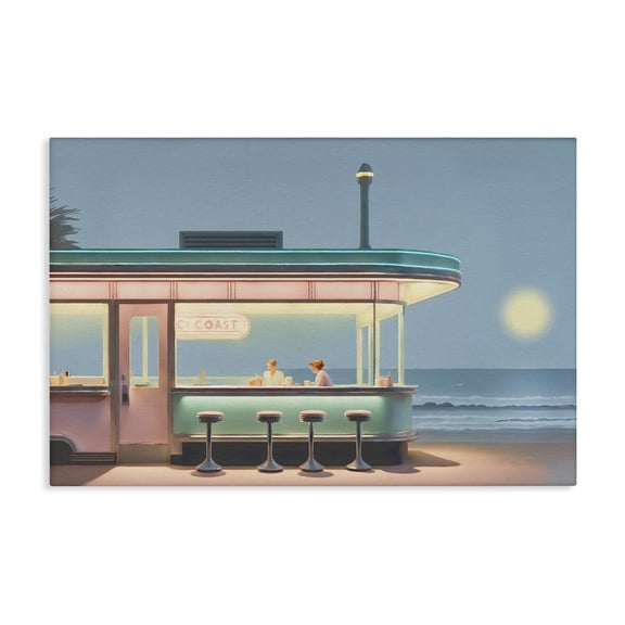 Stupell Industries Evening Diner on Beach Landscape & Nature Painting Wrapped Canvas Canvas Art Print Wall Art, 24 x 16