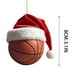thumbnail image 3 of Decoraciones navideñas, adornos navideños, regalos navideños. Exquisitos adornos colgantes de acrílico con forma de balón de baloncesto navideño. Decoración plana para el hogar. Colgantes de acrílico., 3 of 7