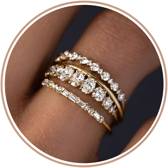 DESIGNICE Stackable Gold Rings for Women Non Tarnish Dainty 14K Gold Plated Stacking Cubic Zirconia Thumb Ring Set Trendy Statement Promise Wedding Bands Engagement Rings for Women Size 6 7 8 9 10