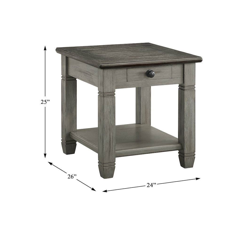Lexicon Granby Wood 1 Drawer End Table in Antique Gray